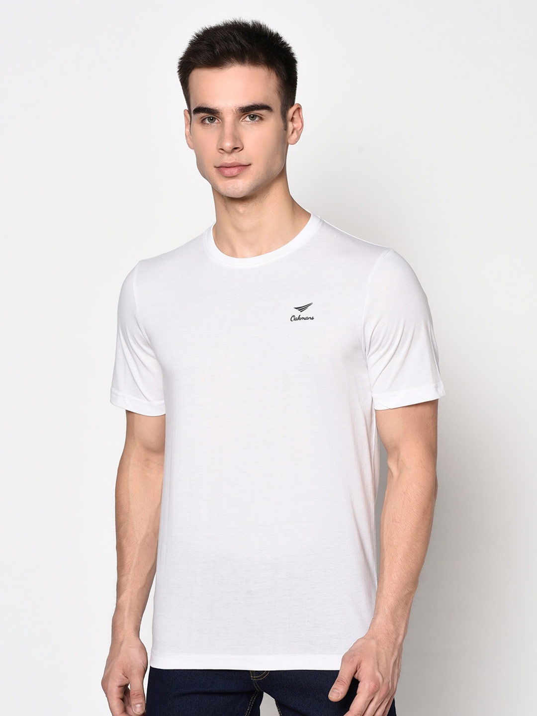 

Oakmans Round Neck Cotton Casual T-Shirt, White