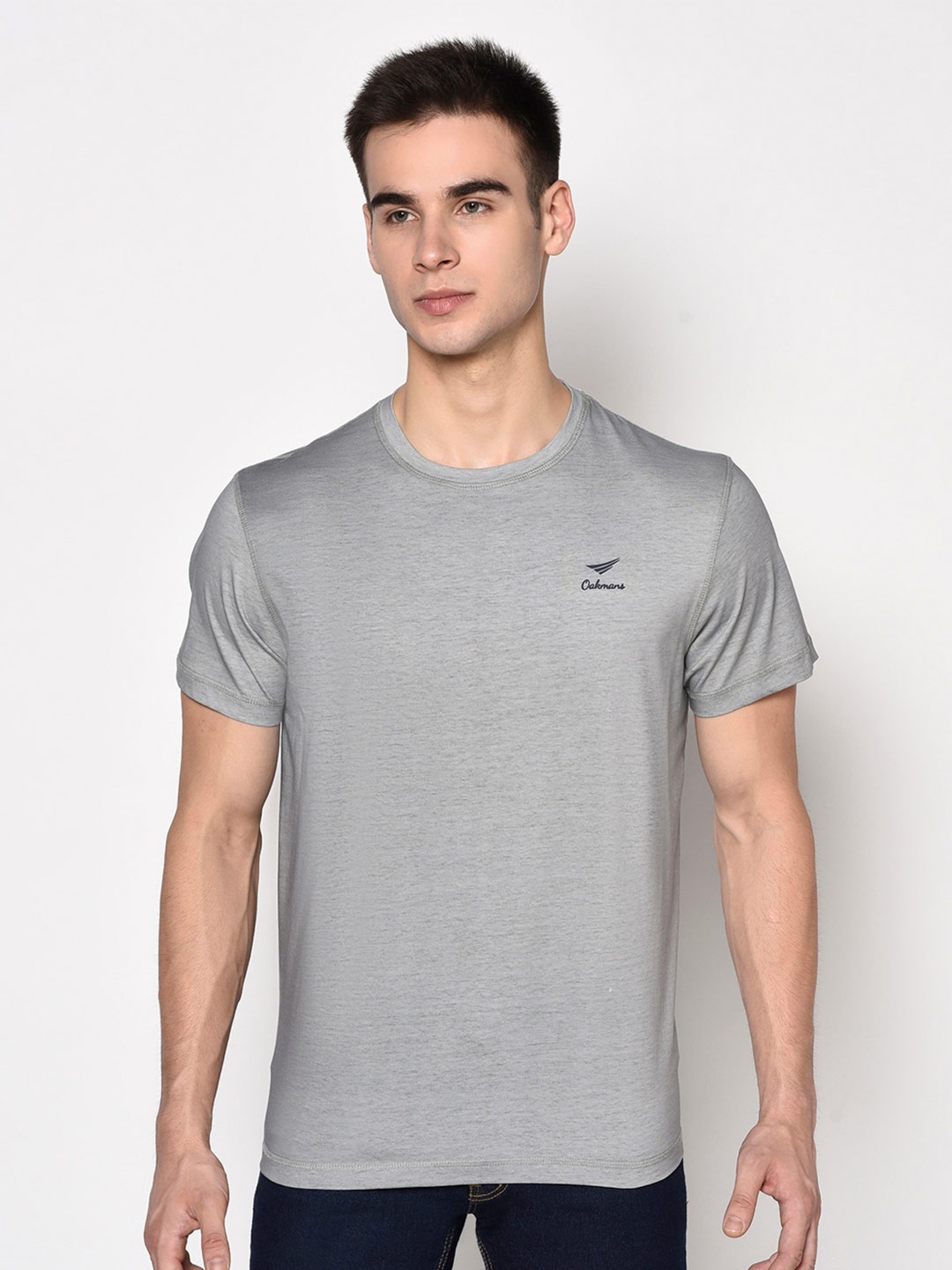

Oakmans Round Neck Cotton Casual T-Shirt, Grey