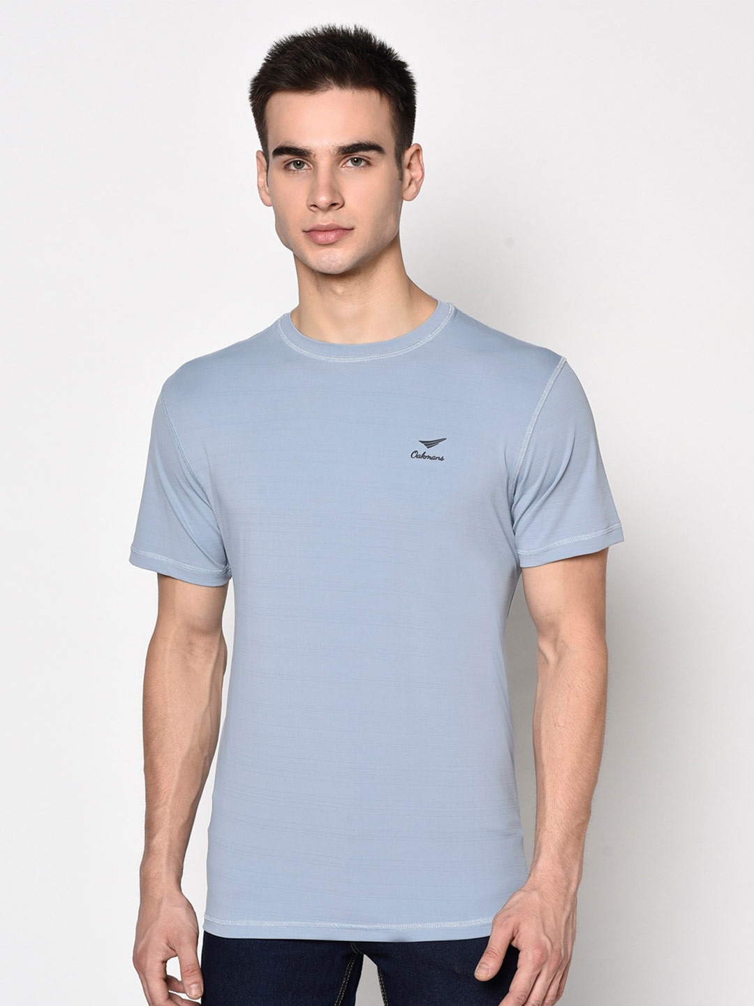 

Oakmans Round Neck Cotton Casual T-Shirt, Turquoise blue