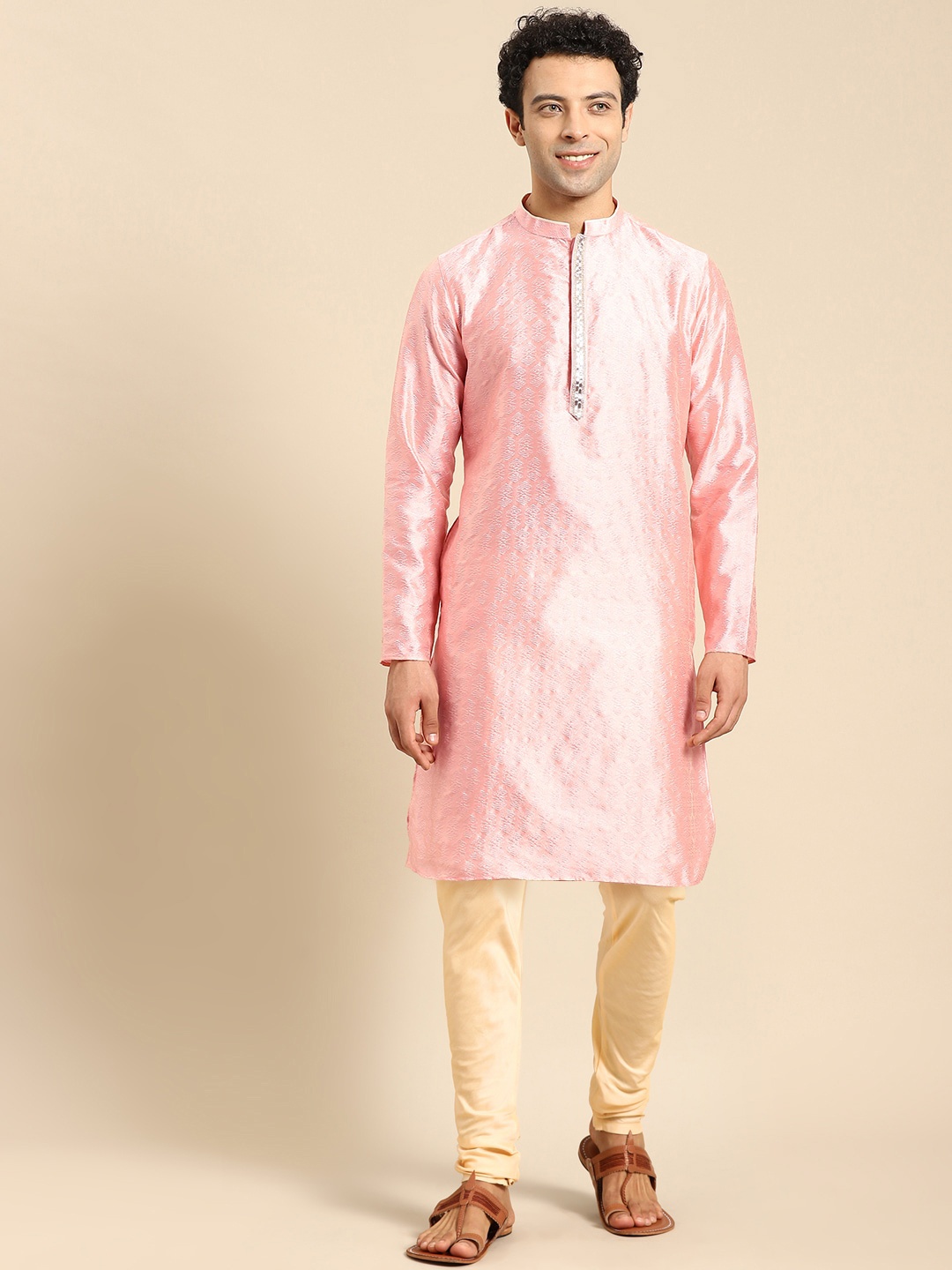 

Amodh by Kisah Ethnic Motifs Woven Design Straight Kurta, Pink