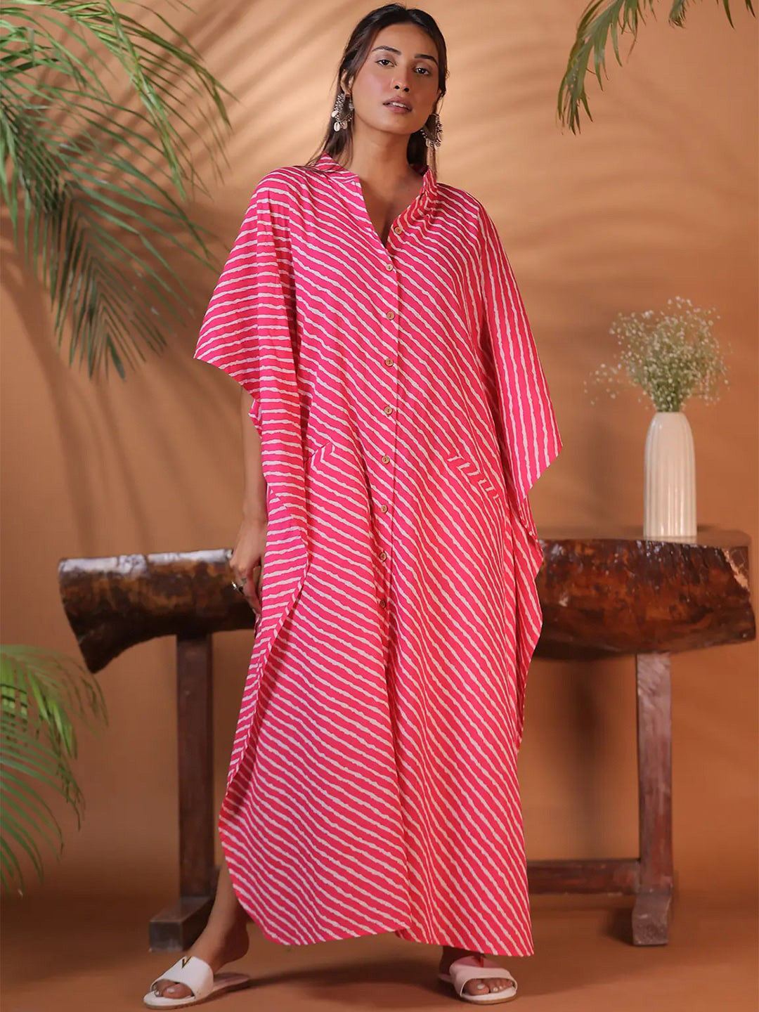 

Alaya By Stage3 Striped Maxi Kaftan Dress, Pink