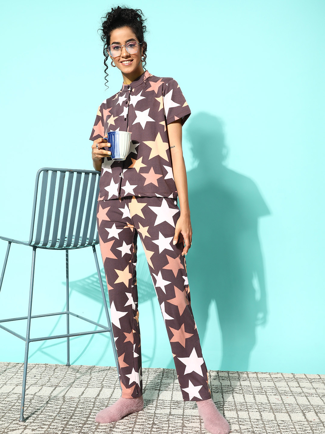 

Sweet Dreams Printed Night suit, Mauve