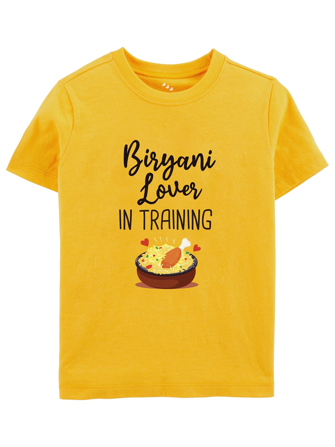 

Zeezeezoo Kids Biryani Lover in Training Printed Pure Cotton T-shirt, Yellow
