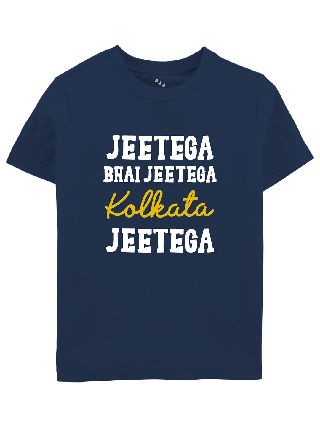 Zeezeezoo Kids Jeetega Bhai Jeetega Kolkata Jeetega Printed Pure Cotton T-shirt, Navy blue
