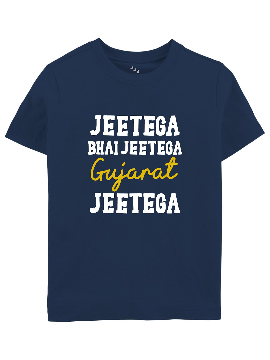 

Zeezeezoo Kids Jeetega Bhai Jeetega Gujarat Jeetega Printed Pure Cotton T-shirt, Navy blue