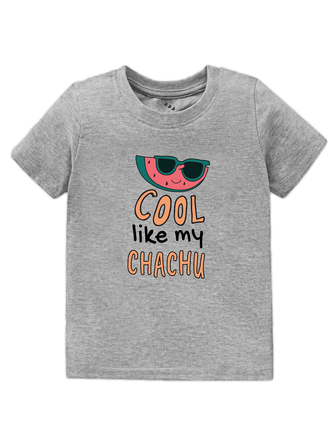 

Zeezeezoo Kids Cool Like My Chachu Printed Pure Cotton T-shirt, Grey melange