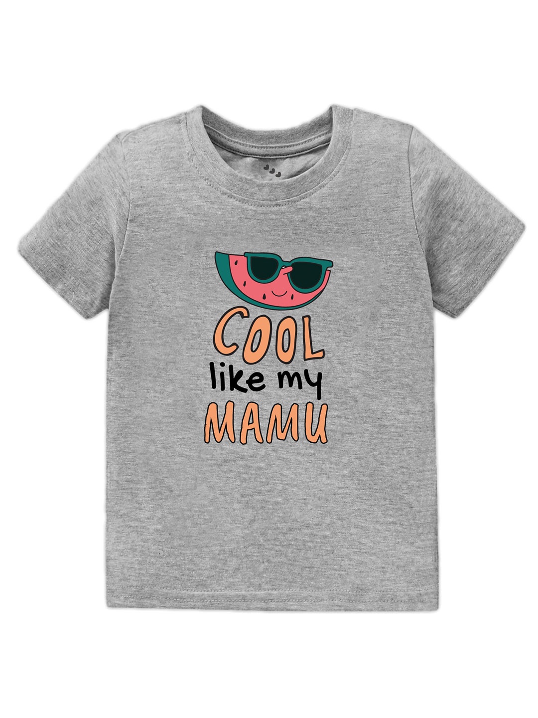 

Zeezeezoo Kids Cool Like My Mamu Printed Pure Cotton T-shirt, Grey melange