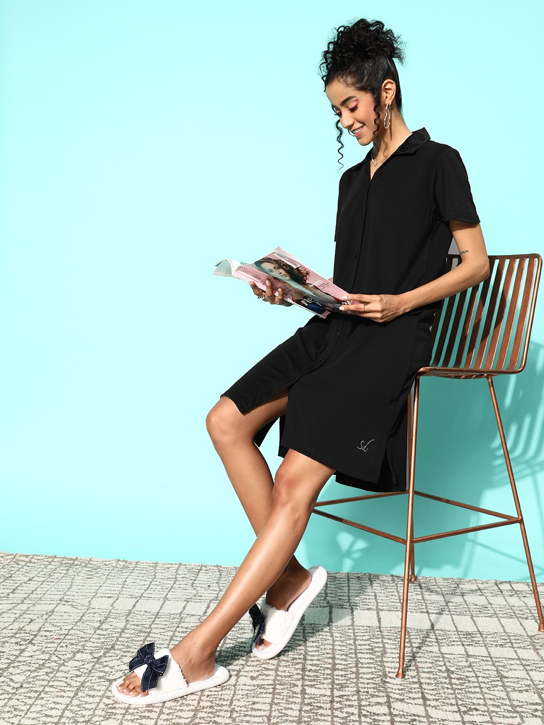 

Sweet Dreams Solid Nightdress, Black