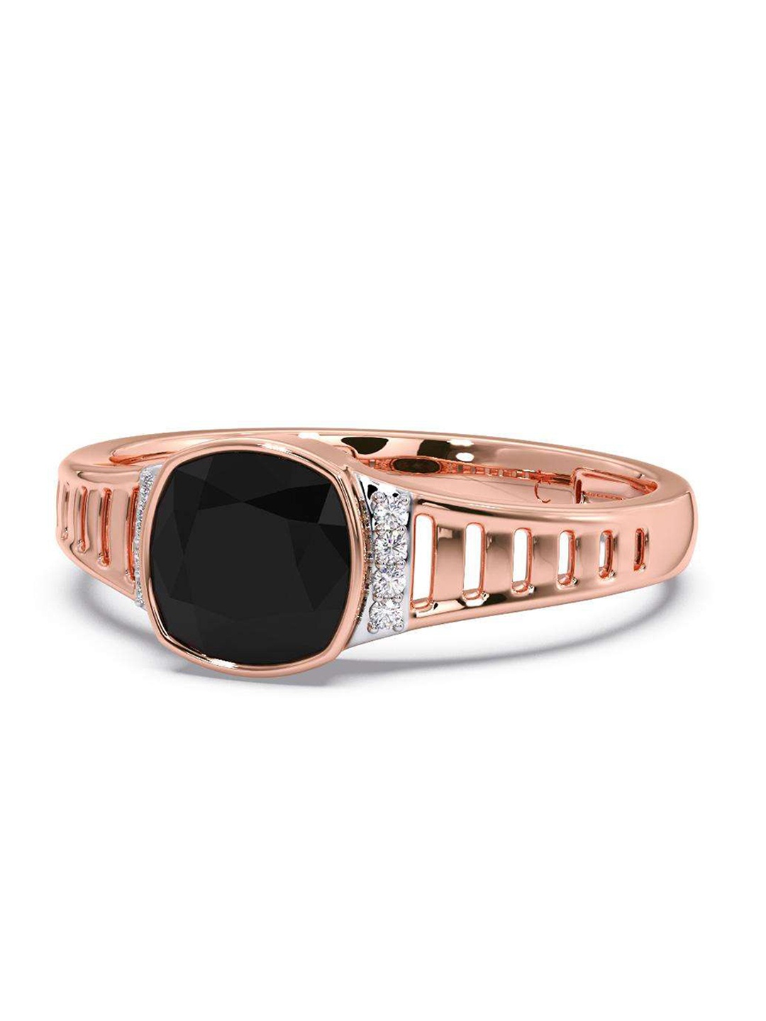 

CANDERE A KALYAN JEWELLERS COMPANY Men Diamond-Studded 18KT Rose Gold Ring - 3.52 gm