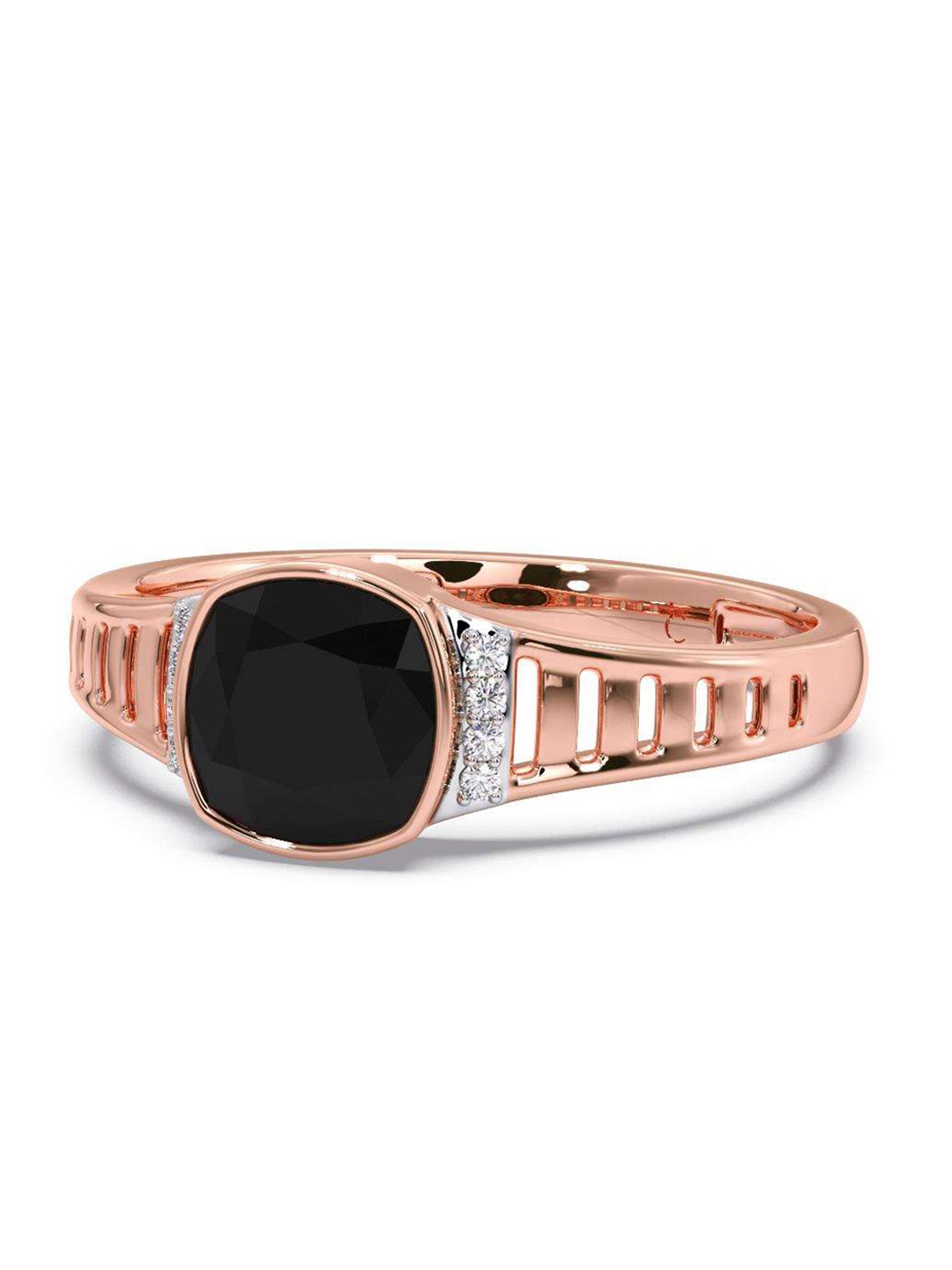 

CANDERE A KALYAN JEWELLERS COMPANY Men Diamond-Studded 14KT Rose Gold Ring- 3.7gm