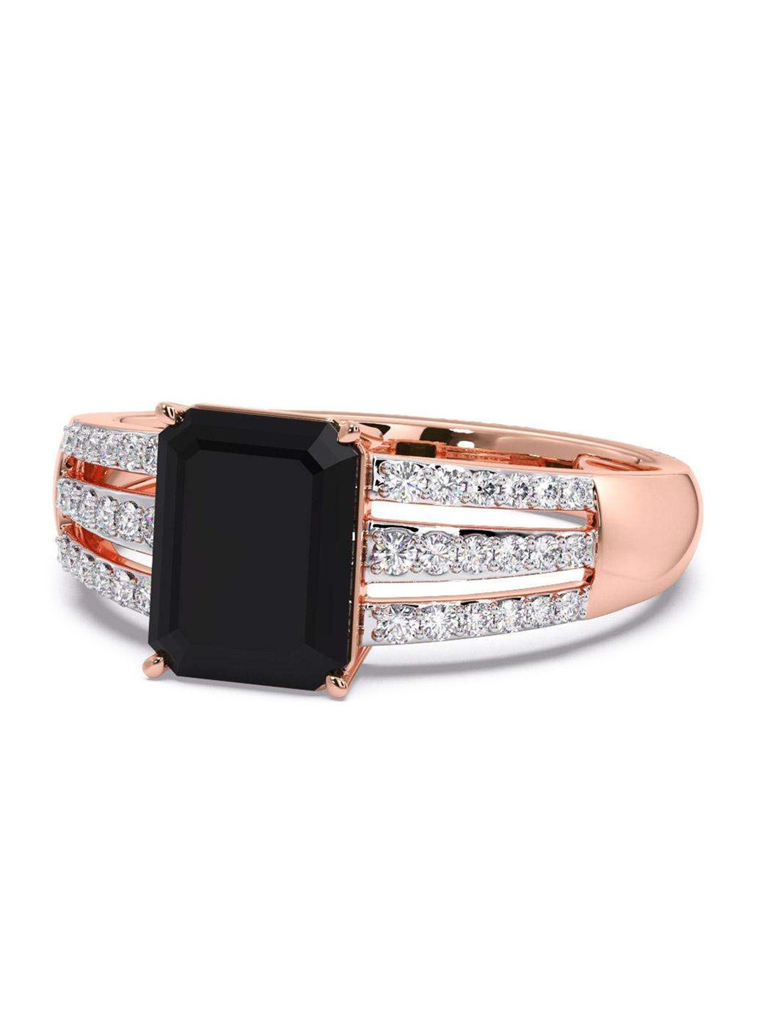 

CANDERE A KALYAN JEWELLERS COMPANY Men 14KT Rose Gold Diamond-Studded Finger Ring-4.17 gm