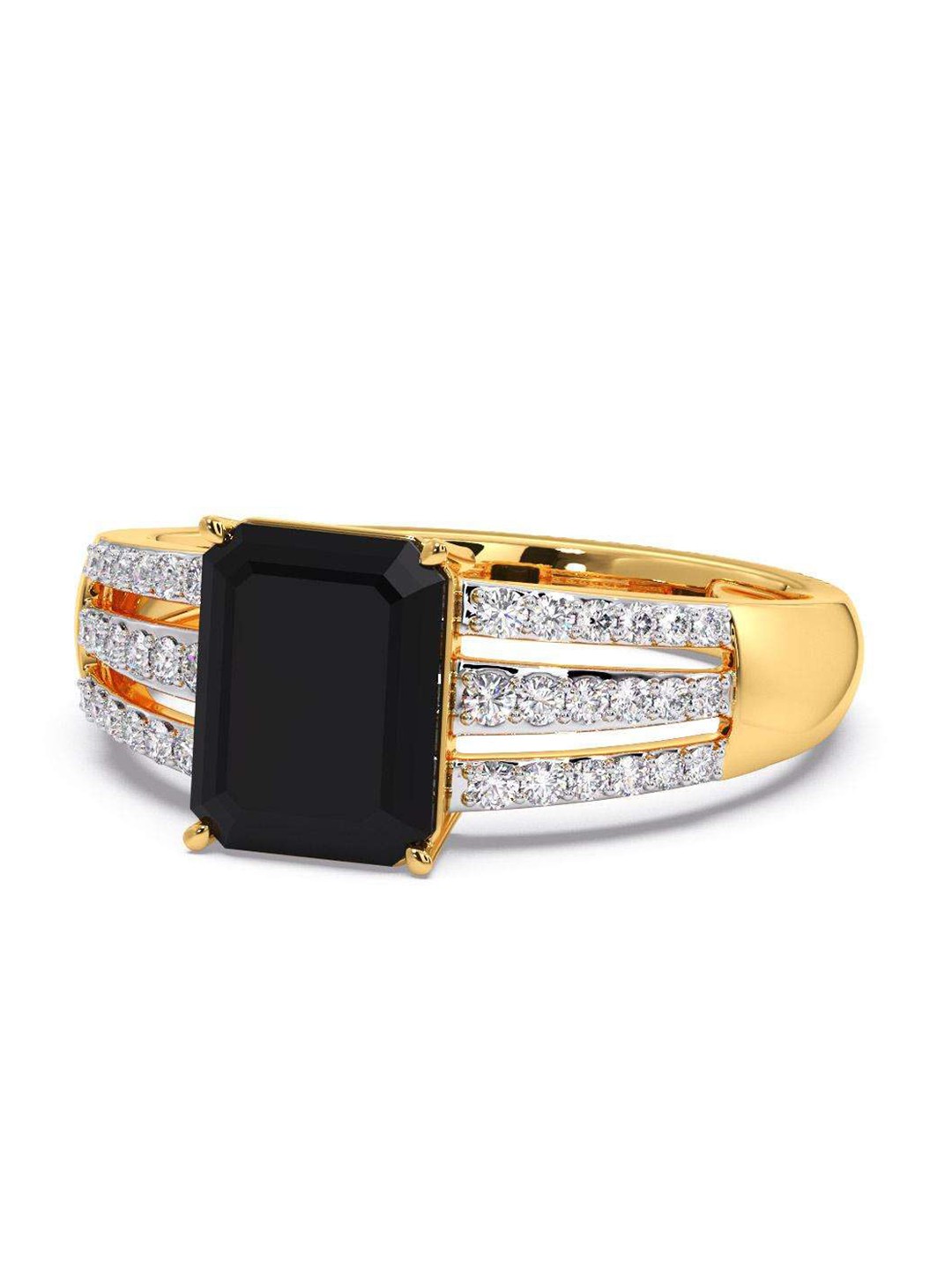 

CANDERE A KALYAN JEWELLERS COMPANY Men Diamond-Studded 14KT Gold Ring - 4.22 gm