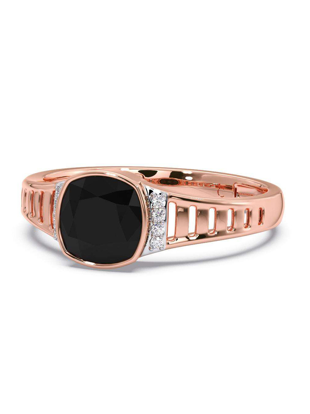 

CANDERE A KALYAN JEWELLERS COMPANY Men Diamond-Studded 18KT Rose Gold Ring- 3.74 gm