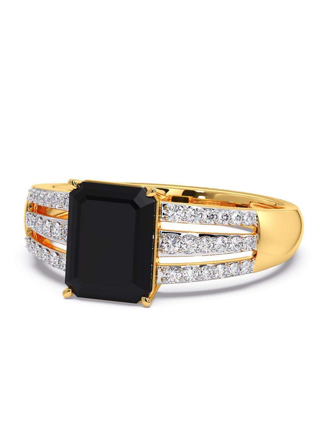 

CANDERE A KALYAN JEWELLERS COMPANY Men Diamond-Studded 14KT Gold Ring - 4.03 gm