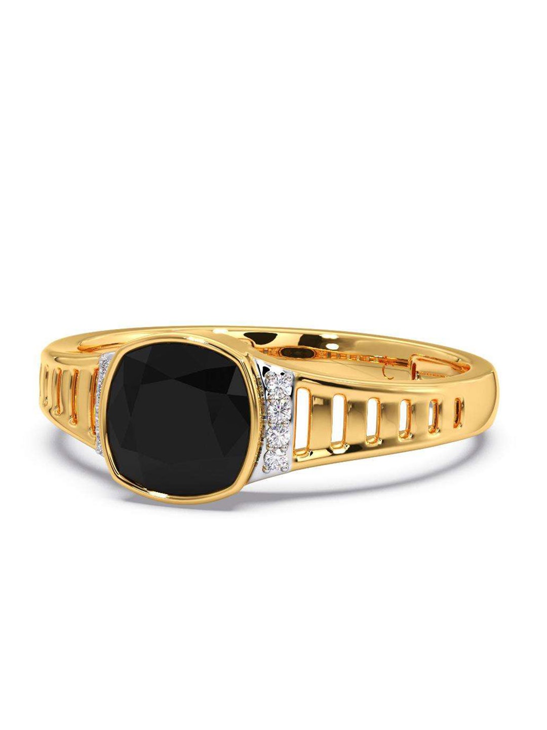 

CANDERE A KALYAN JEWELLERS COMPANY Men Diamond-Studded 14KT Gold Ring-2.92 gm