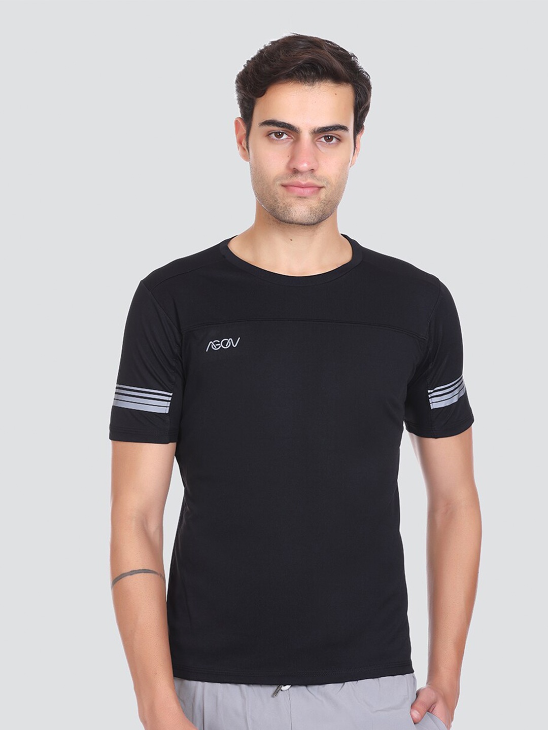 

AGON Round Neck Training or Gym Dri-Fit T-shirt, Black