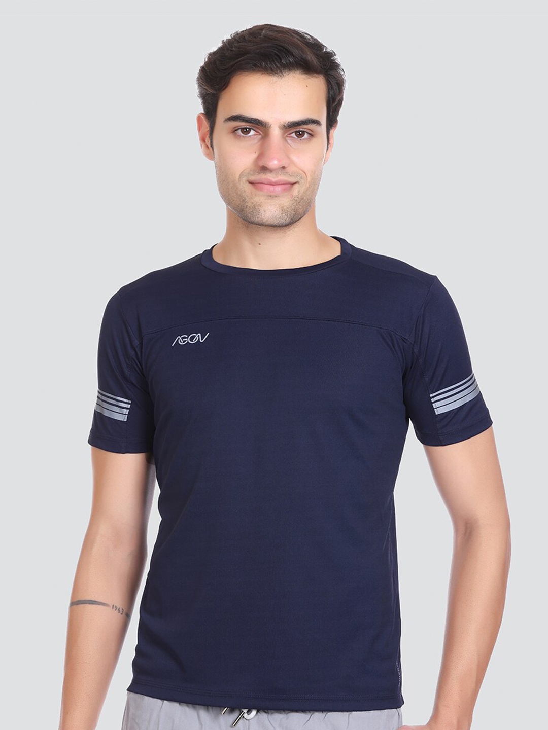 

AGON Round Neck Dri-Fit Sports T-shirt, Navy blue