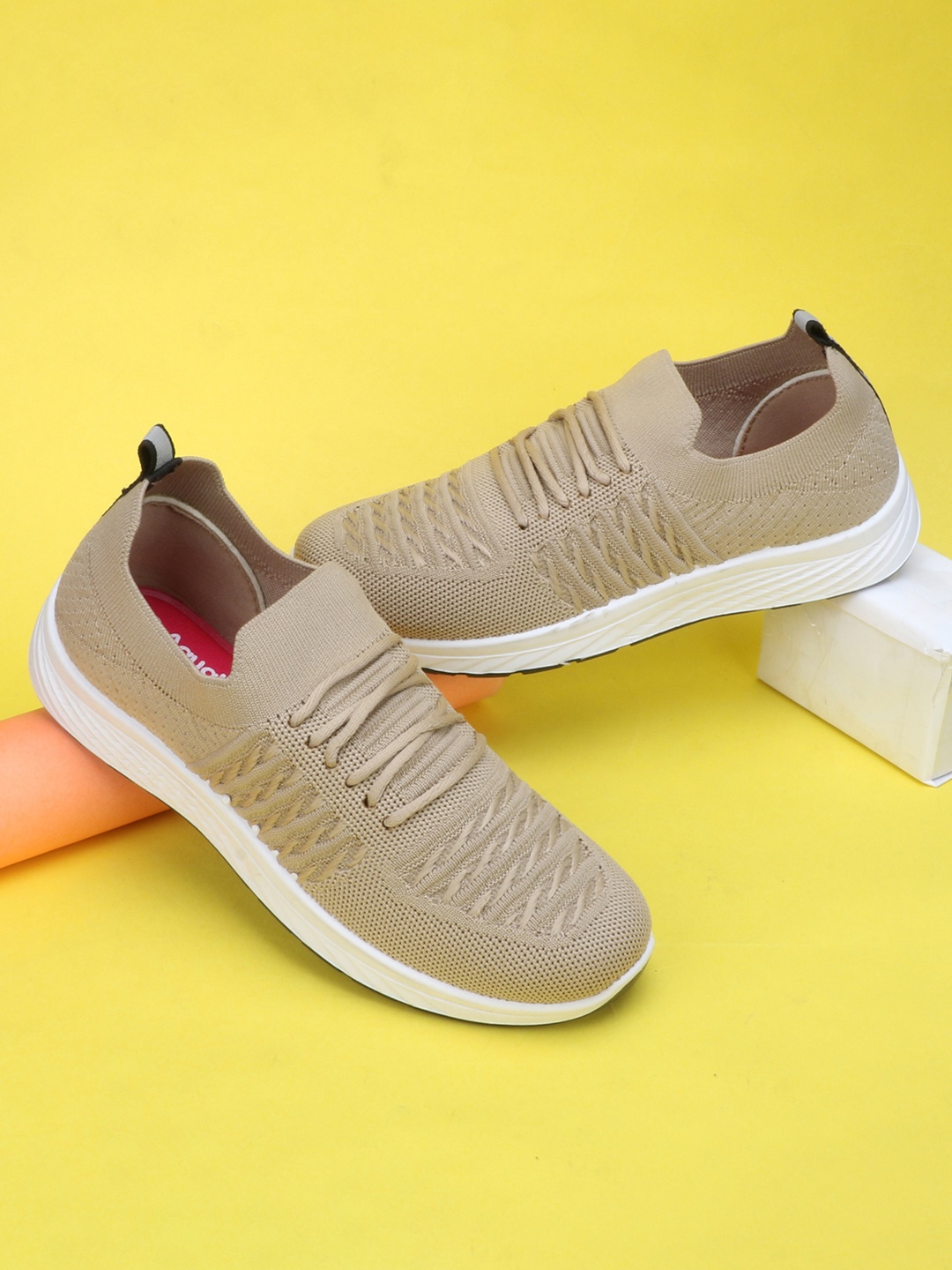 

Aqualite Women Woven Design Sneakers, Beige