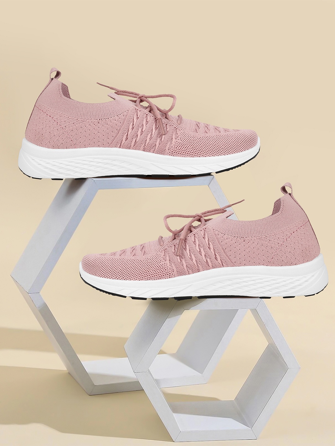 

Aqualite Women Woven Design Sneakers, Peach