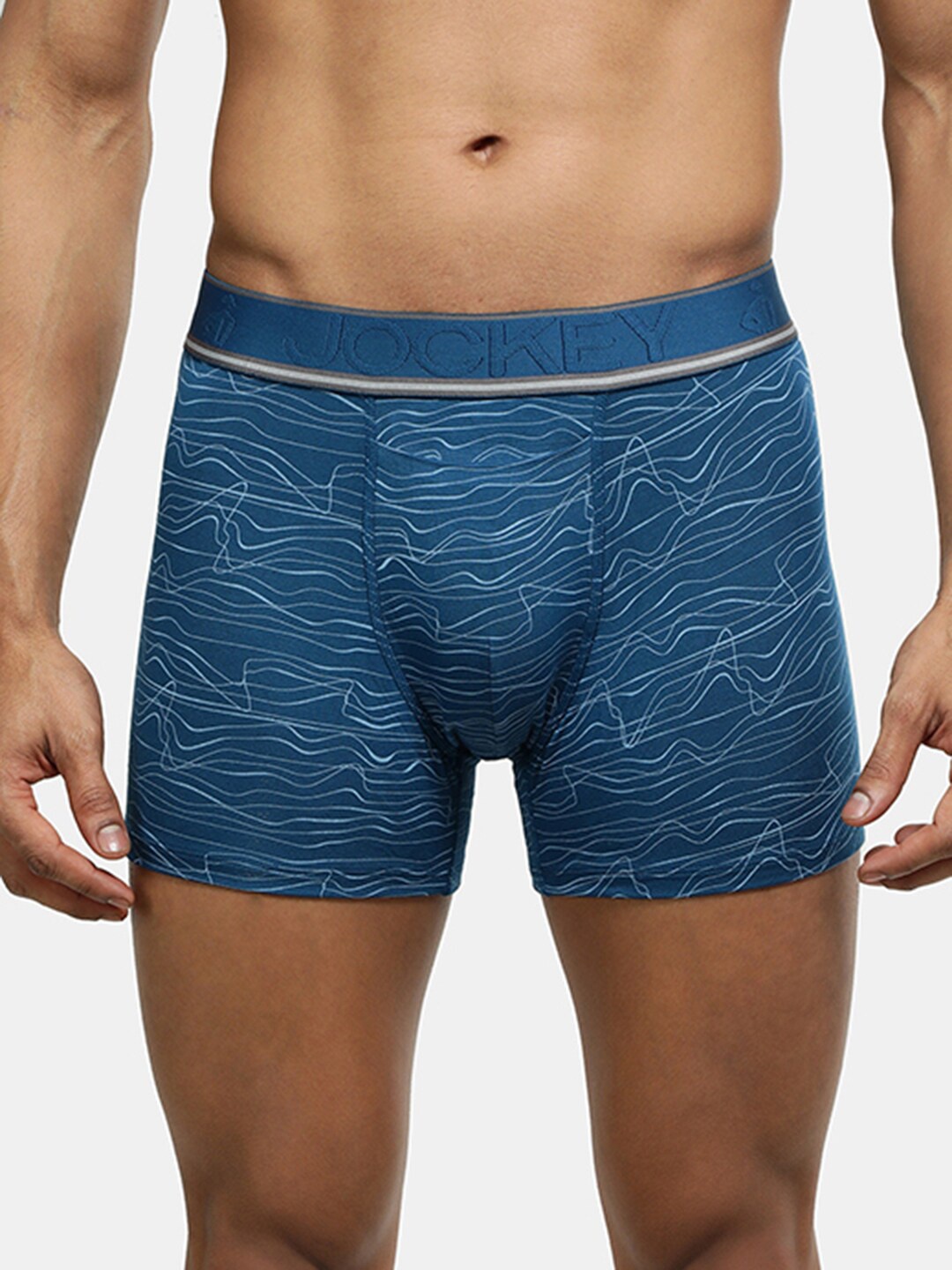 

Jockey Men Printed Anti-Microbial Ultra Soft Boxer Briefs HG32-0105-PSDPR, Blue