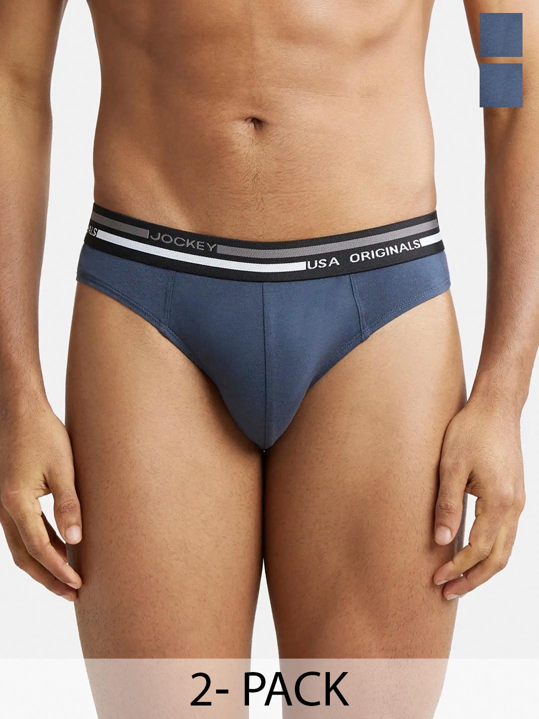 

Jockey Pack Of 2 Super Combed Cotton Solid Brief with Ultrasoft Waistband-US49, Grey