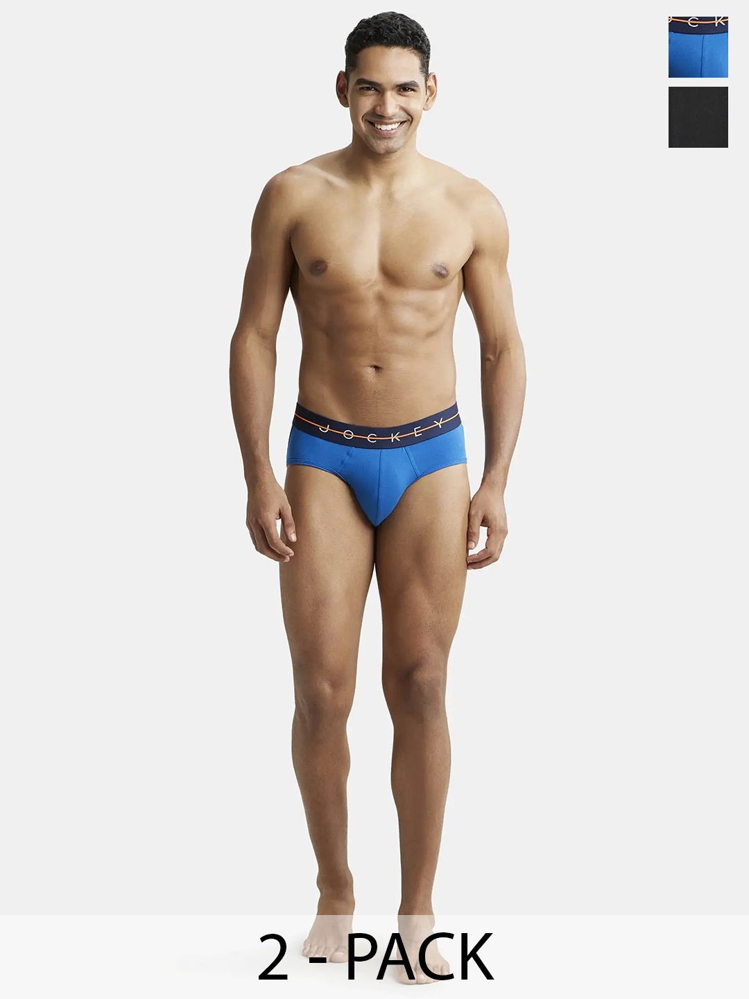 

Jockey Pack Of 2 Super Combed Cotton Stretch Solid Brief with Ultrasoft Waistband-NY15, Blue