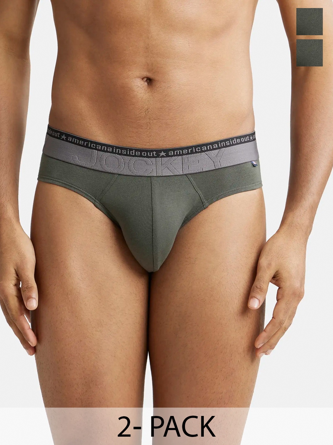 

Pack Of 2 Super Combed Cotton Stretch Solid Brief with Ultrasoft Waistband-US59, Green