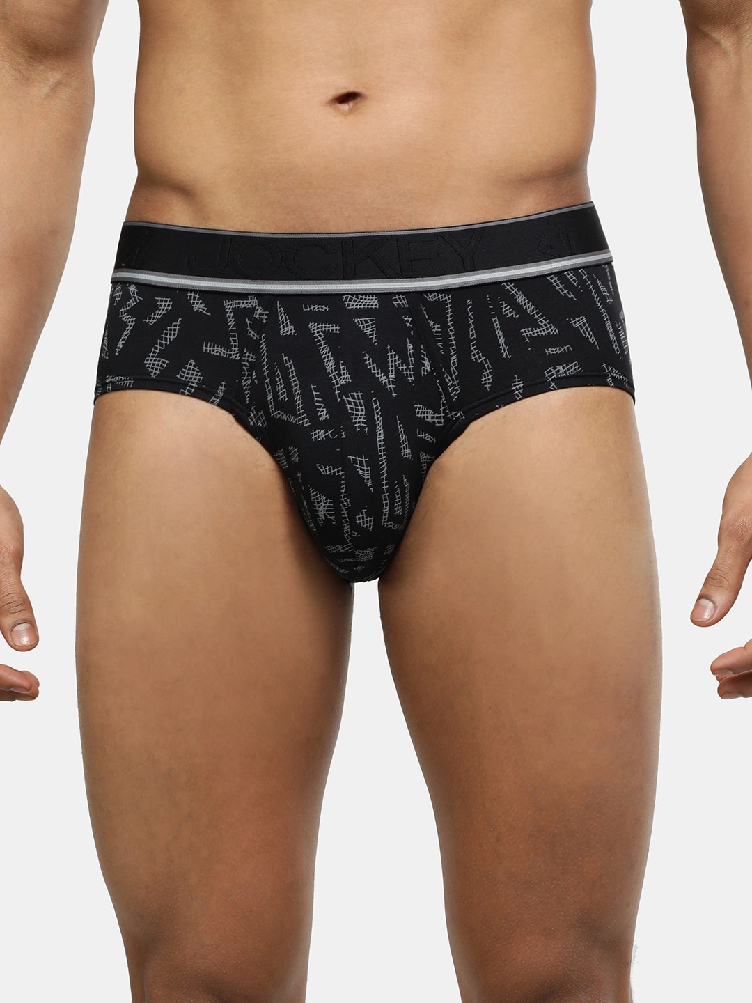 

Jockey Men Printed Anti-Microbial Natural Stay Basic Brief HG29-0105-BLKPR, Black
