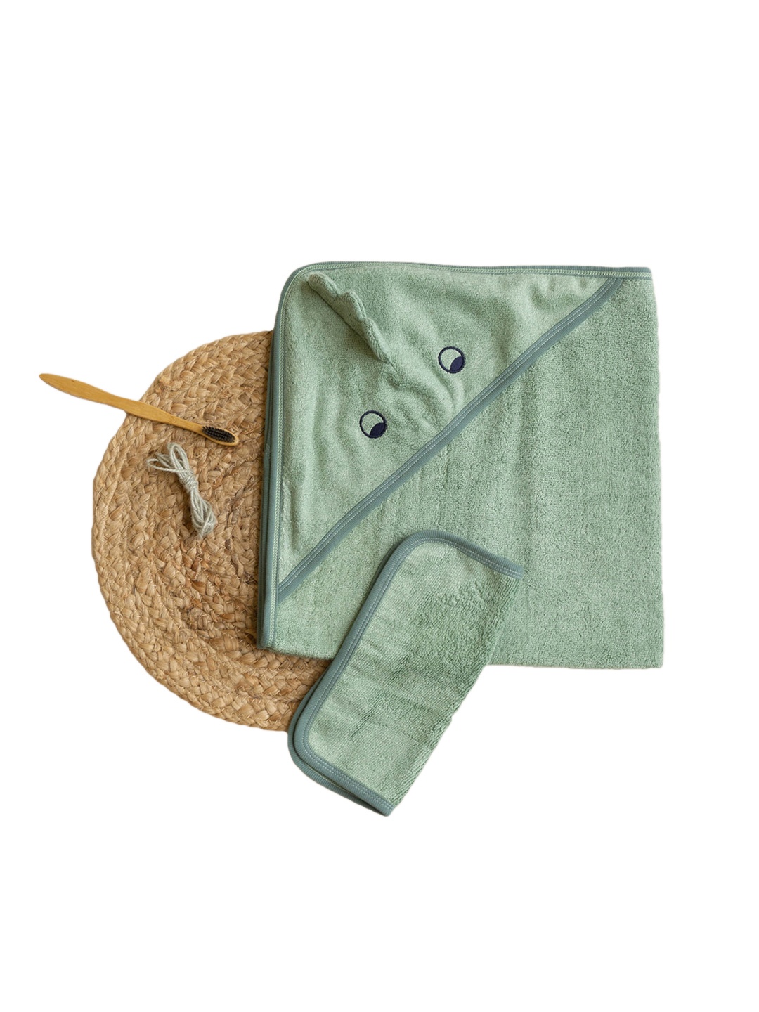 

cocoon care Infants Sage Green Bamboo Terry Hooded Towel Wash Cloth