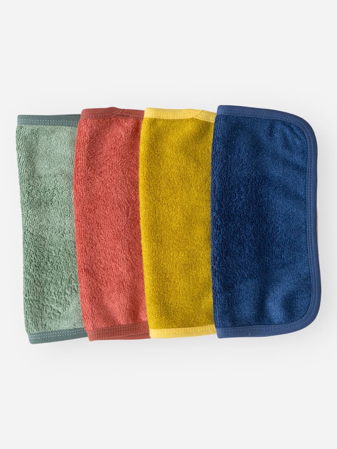 

cocoon care Blue & Green 4-Pcs 350 GSM Anti-Microbial Sustainable Bamboo Terry Face Towels