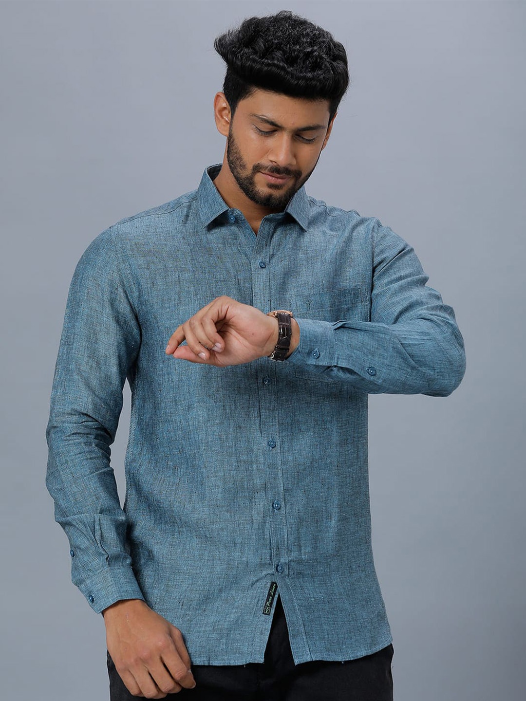

Ramraj Classic Linen Casual Shirt, Blue