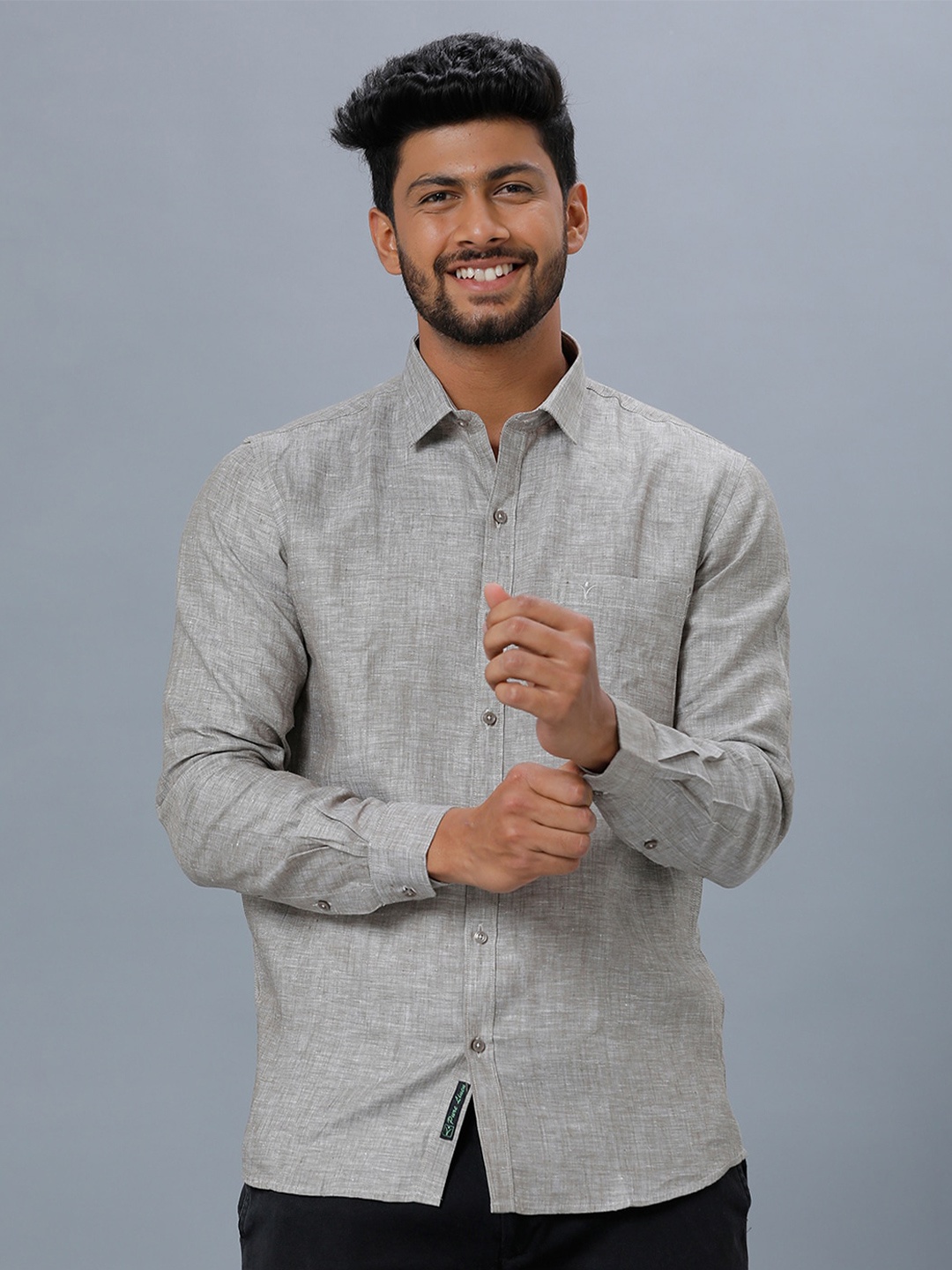 

Ramraj Classic Linen Casual Shirt, Grey