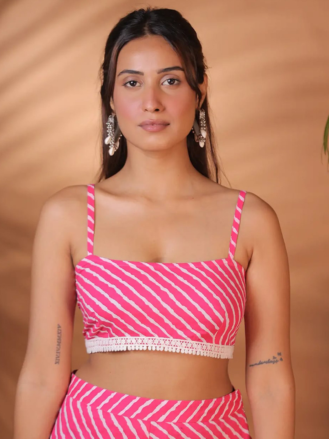 

Alaya By Stage3 Striped Cotton Bralette Crop Top, Pink