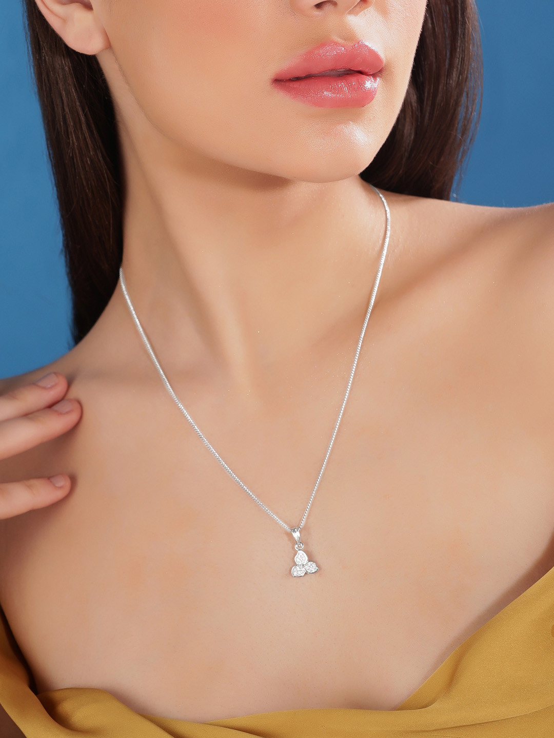 

Rubans Rhodium-Plated CZ-Studded Necklace, White