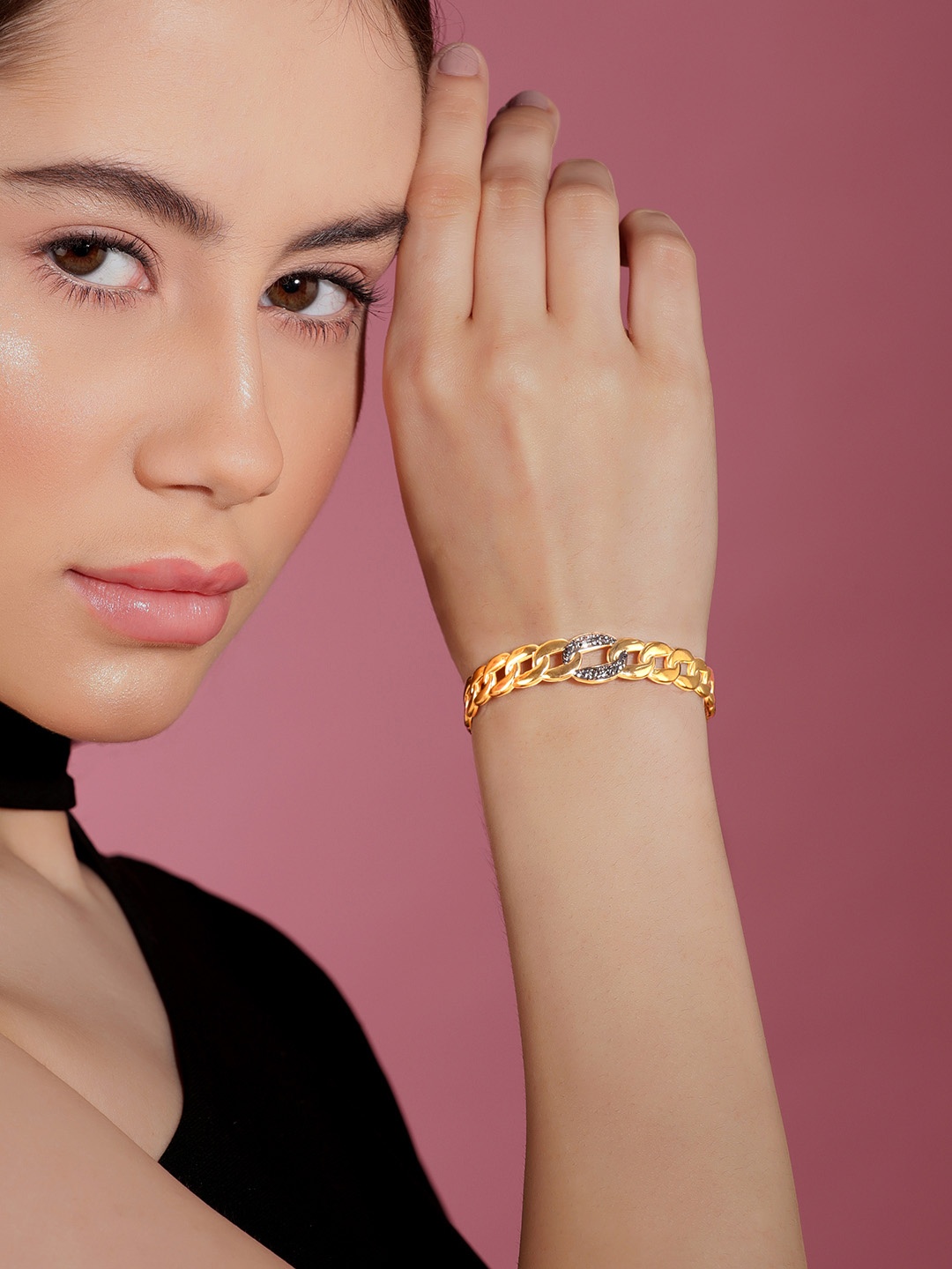 

Rubans Voguish Women Brass Gold-Plated Cuff Bracelet