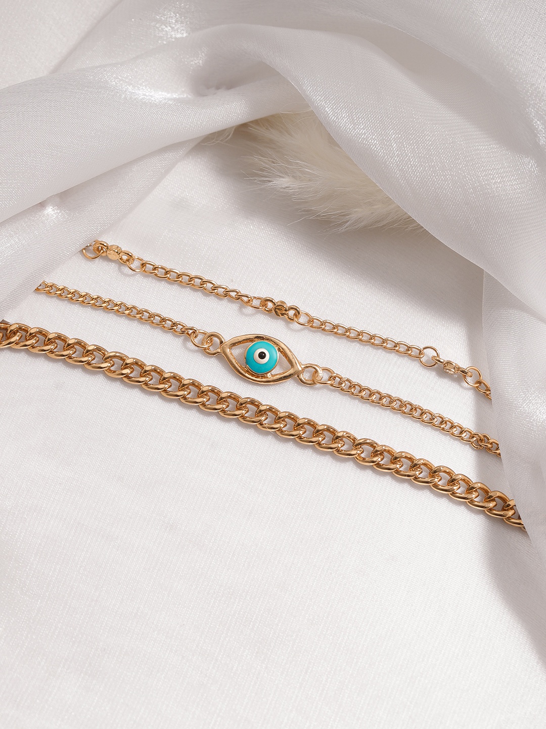 

TOKYO TALKIES X rubans FASHION ACCESSORIES Women Set Of 3 Gold-Plated Link Bracelets