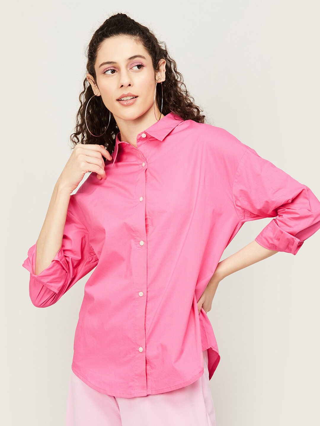 

Ginger by Lifestyle Spread Collar Pure Cotton Shirt, Pink