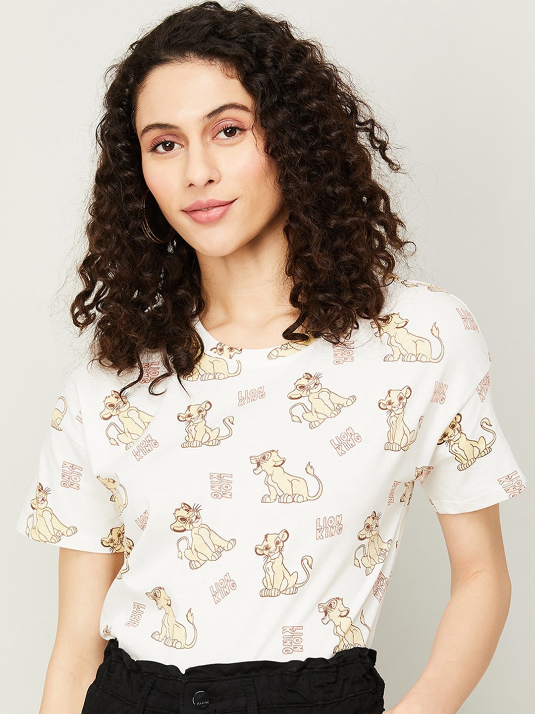 

Ginger by Lifestyle Lion King Printed Pure Cotton T-Shirt, Beige