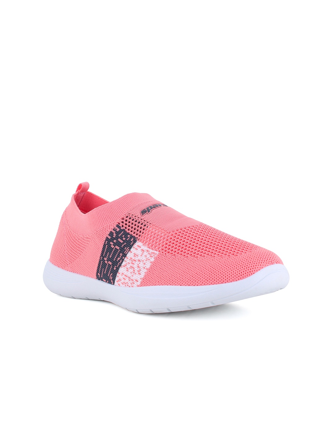 

Sparx Women Woven Design Comfort Insole Contrast Sole Slip-On Sneakers, Pink