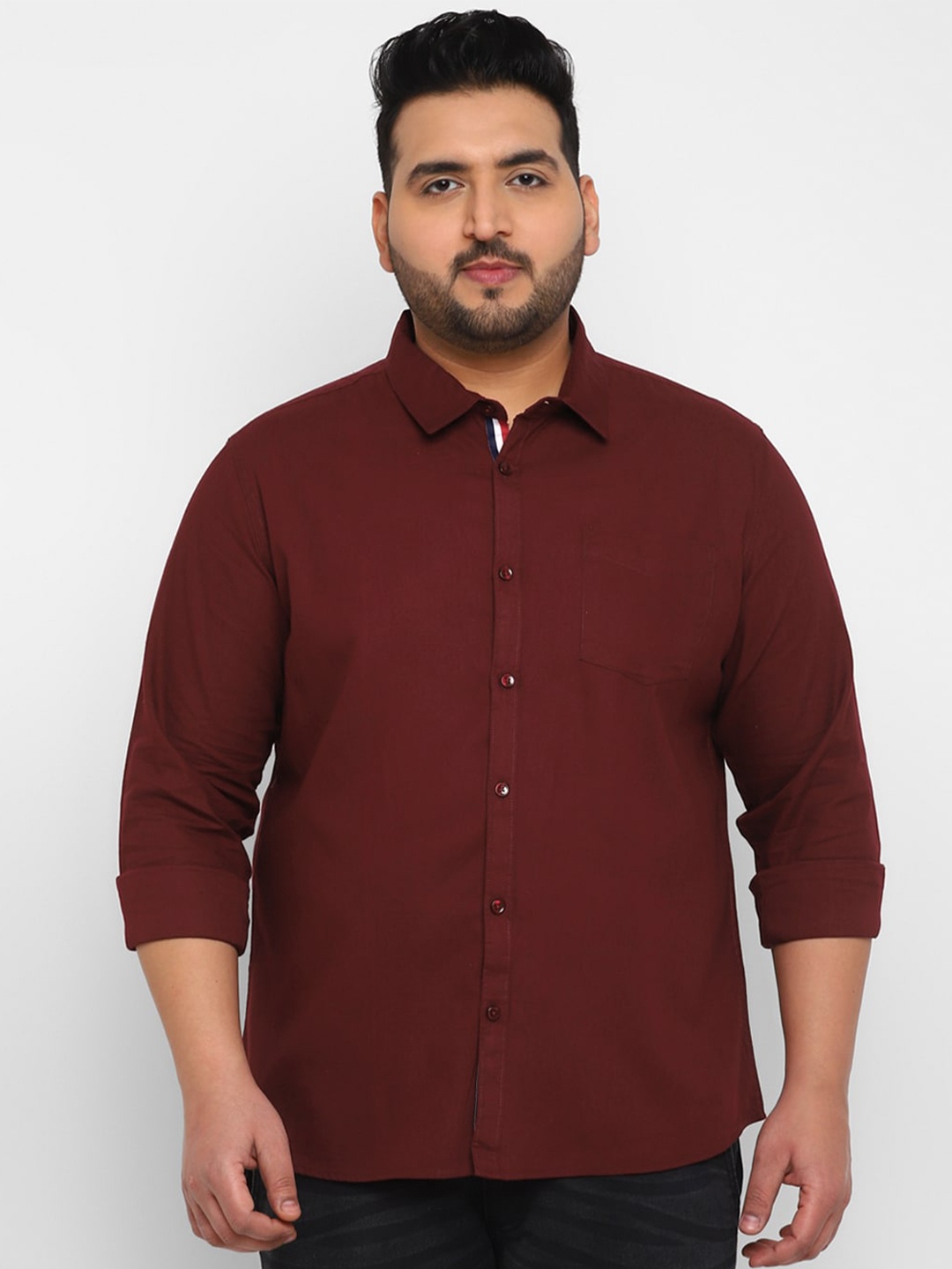 

Urbano Plus Men Plus Size Pure Cotton Opaque Casual Shirt, Maroon