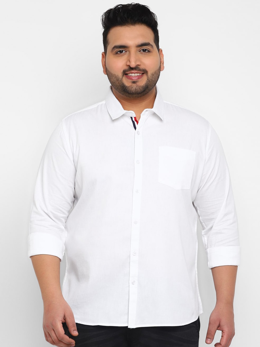 

Urbano Plus Men Plus Size Pure Cotton Opaque Casual Shirt, White