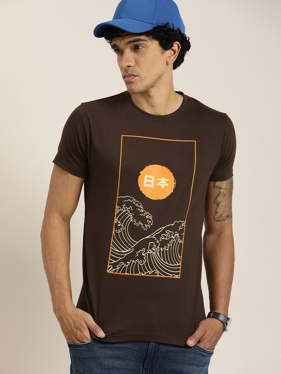 

DILLINGER Pure Cotton Printed T-shirt, Brown