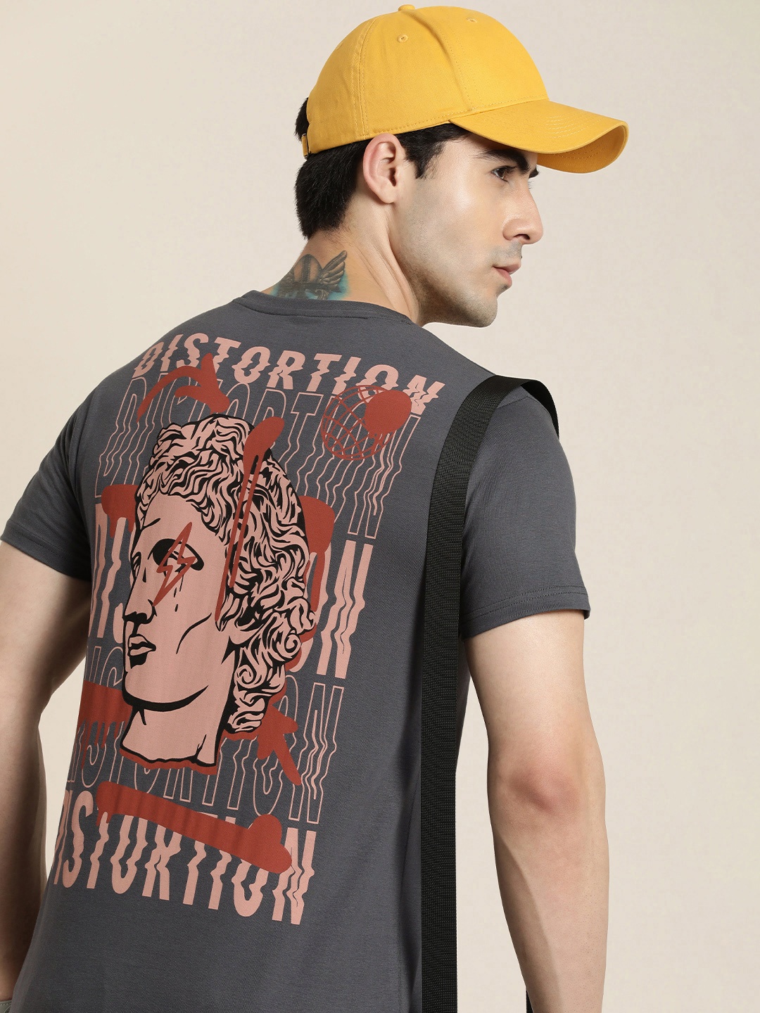 

Difference of Opinion Pure Cotton Printed Applique T-shirt, Grey