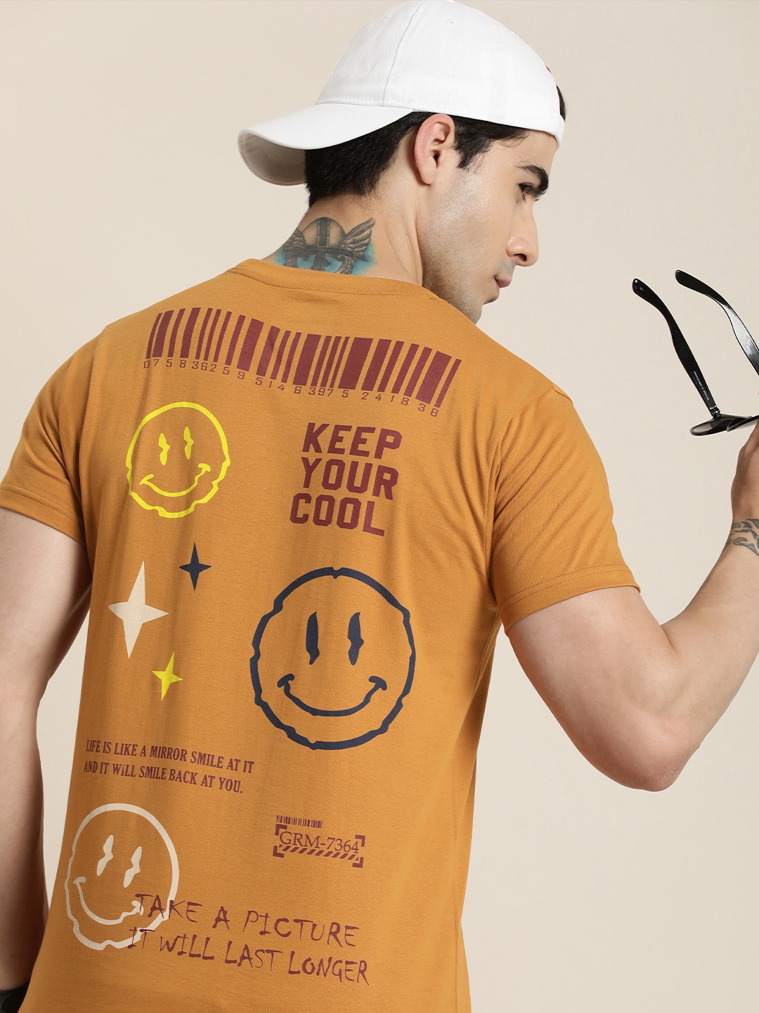 

Difference of Opinion Pure Cotton Printed T-shirt, Mustard