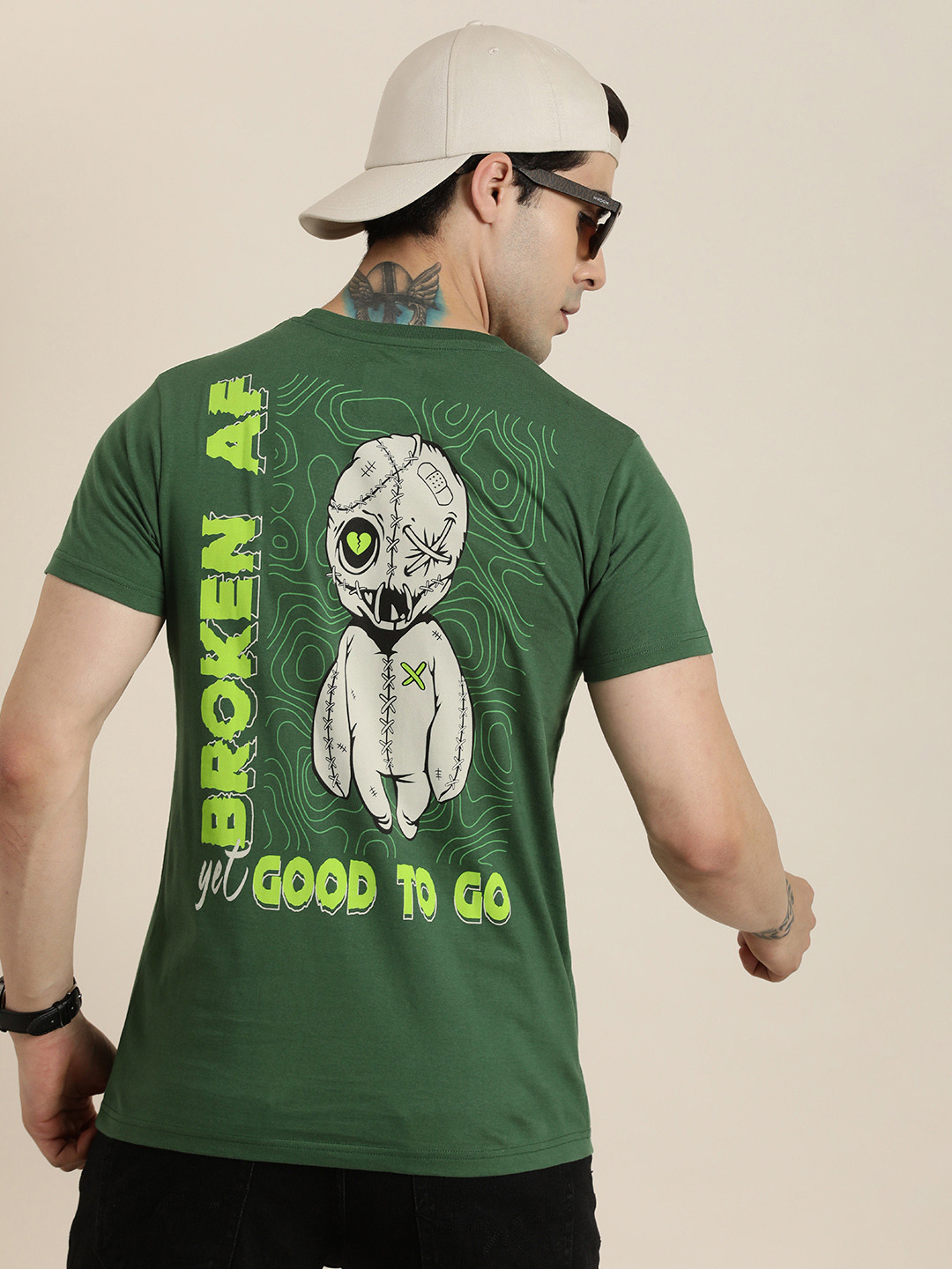 

Difference of Opinion Pure Cotton Printed T-shirt, Green