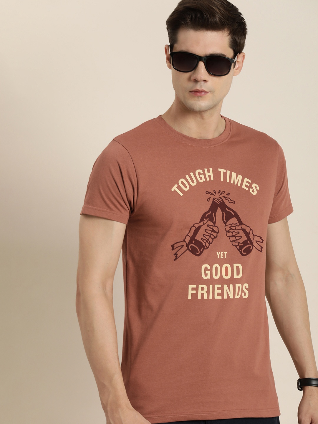 

Difference of Opinion Pure Cotton Printed T-shirt, Brown