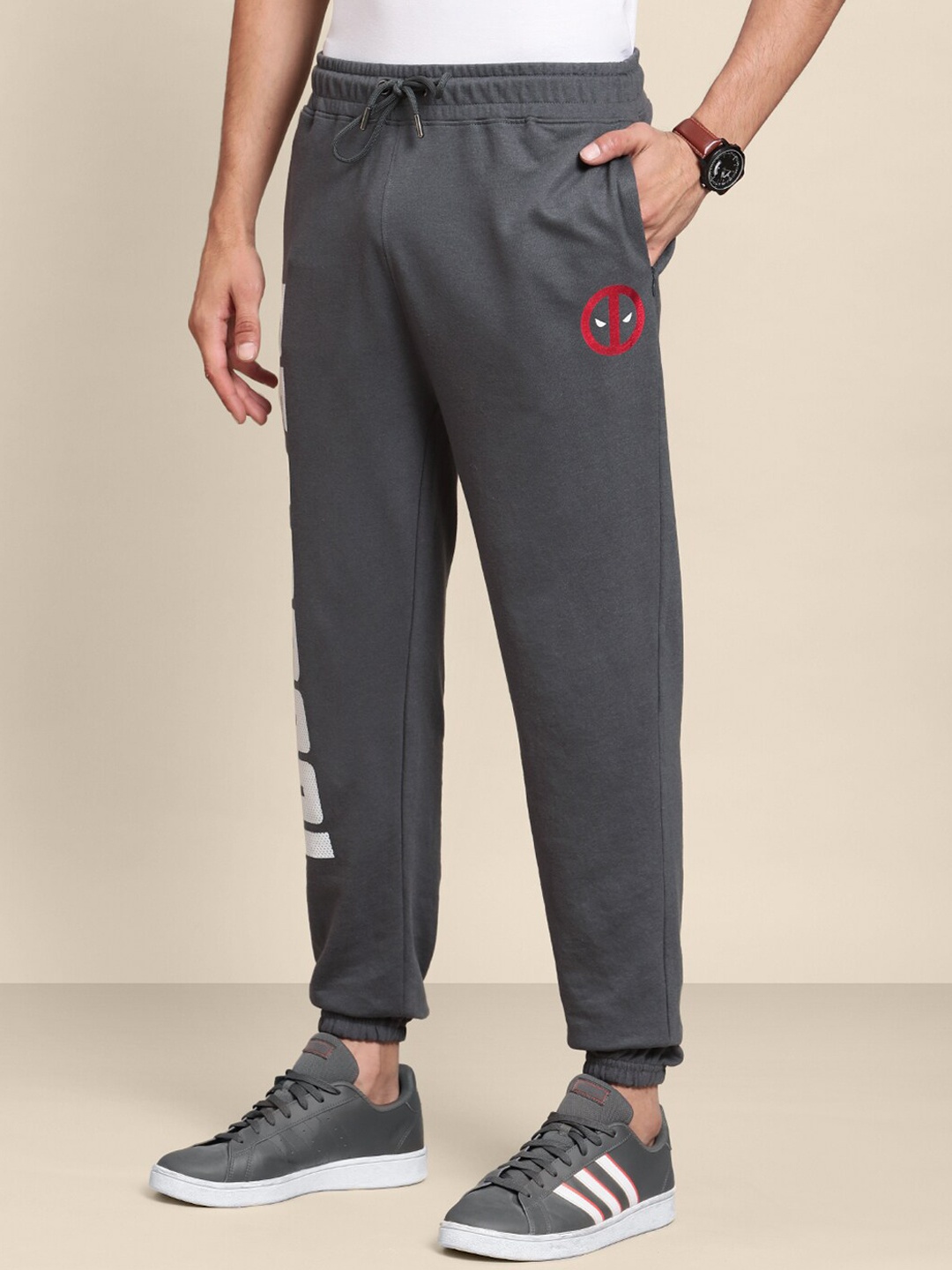 

Free Authority Men Deadpool Printed Cotton Joggers, Grey