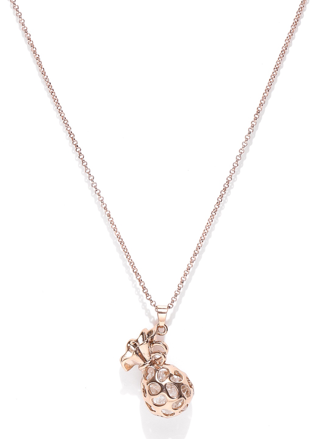 

YouBella Rose Gold-Toned Potli-Shaped Pendant with Chain