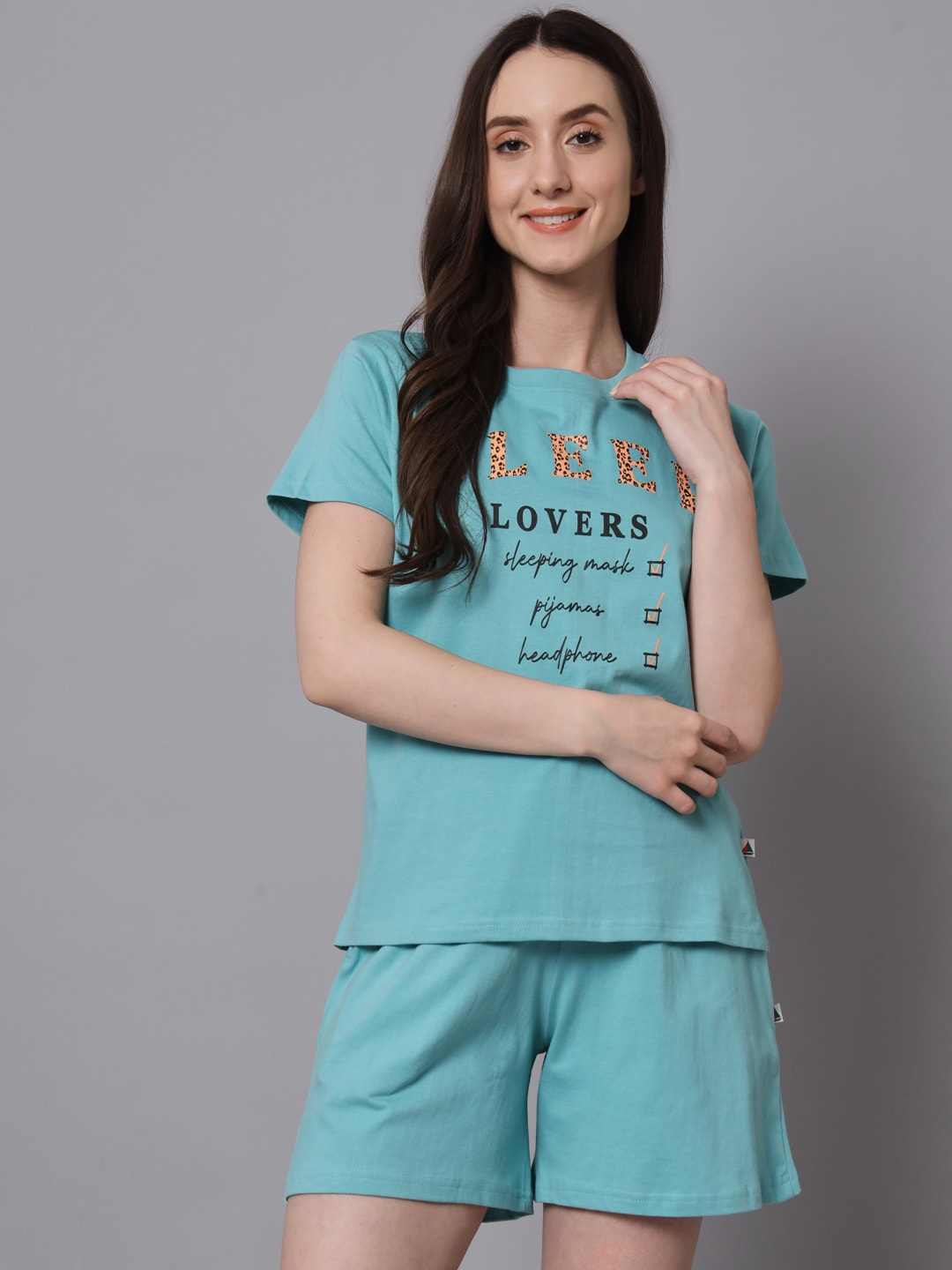 

The Dry State Typography Printed Night Suit, Turquoise blue