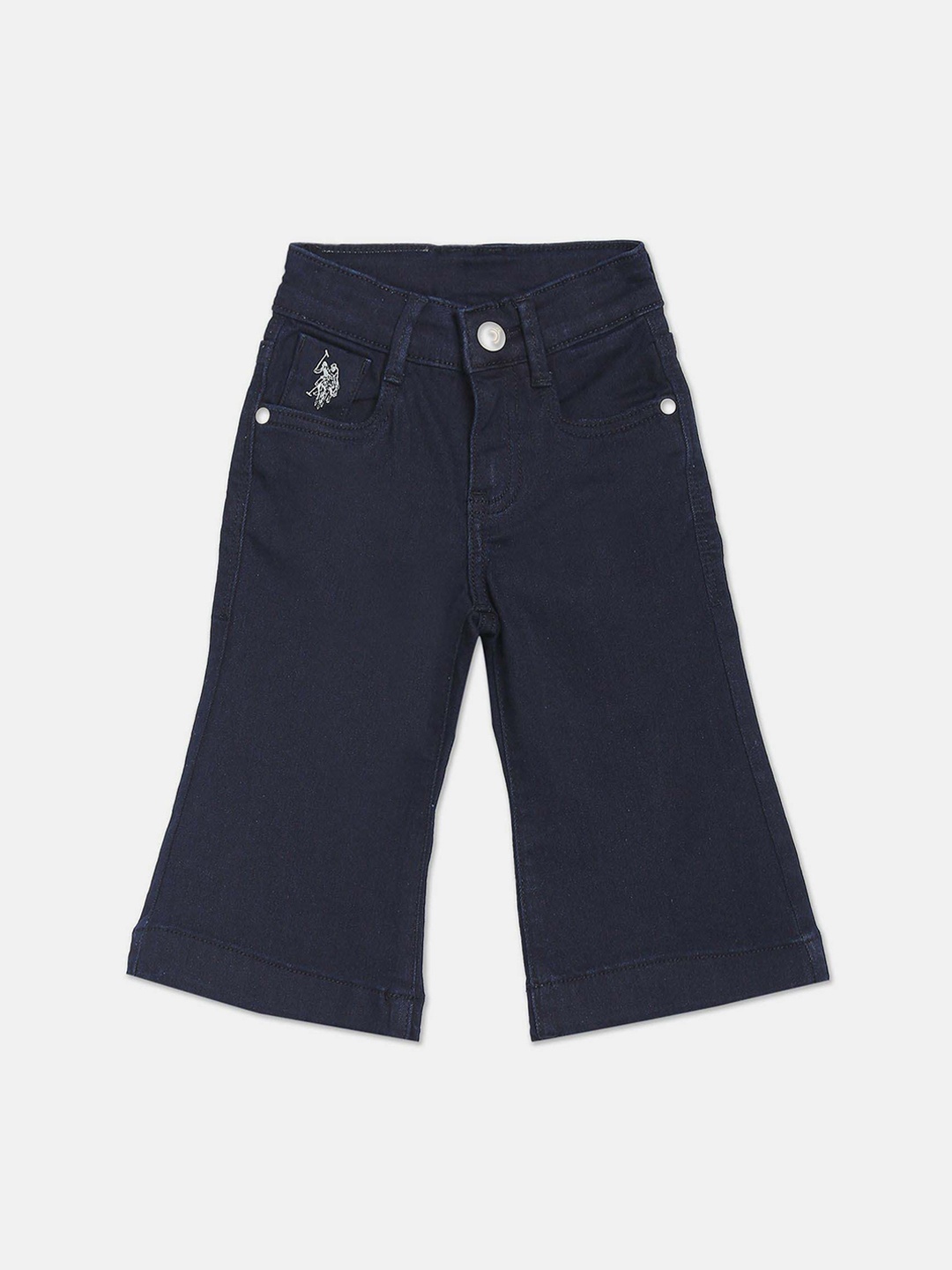 

U.S. Polo Assn. Kids Girls Bootcut Mid-Rise Light Fade Jeans, Navy blue